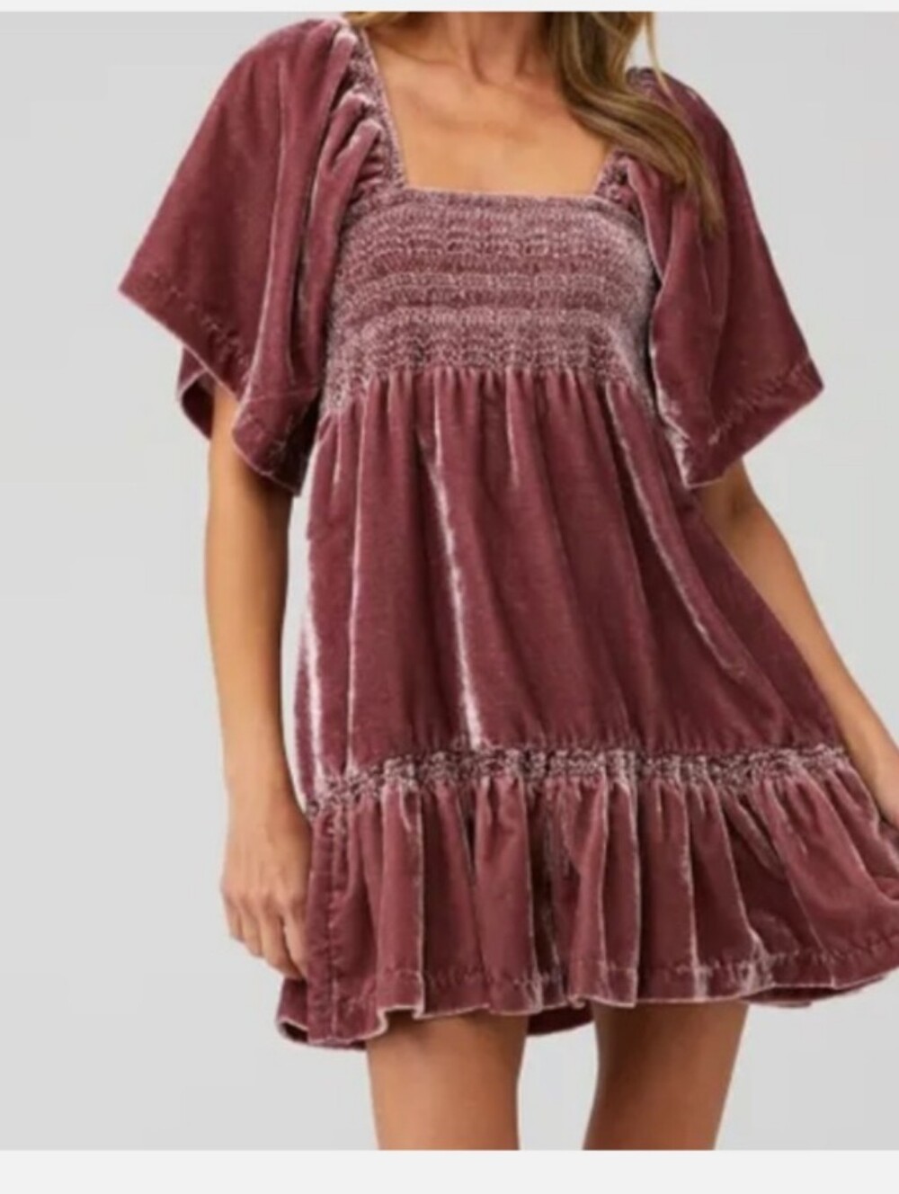 Free People Easy To Love Mini Dress‎ in Dried Currant Small